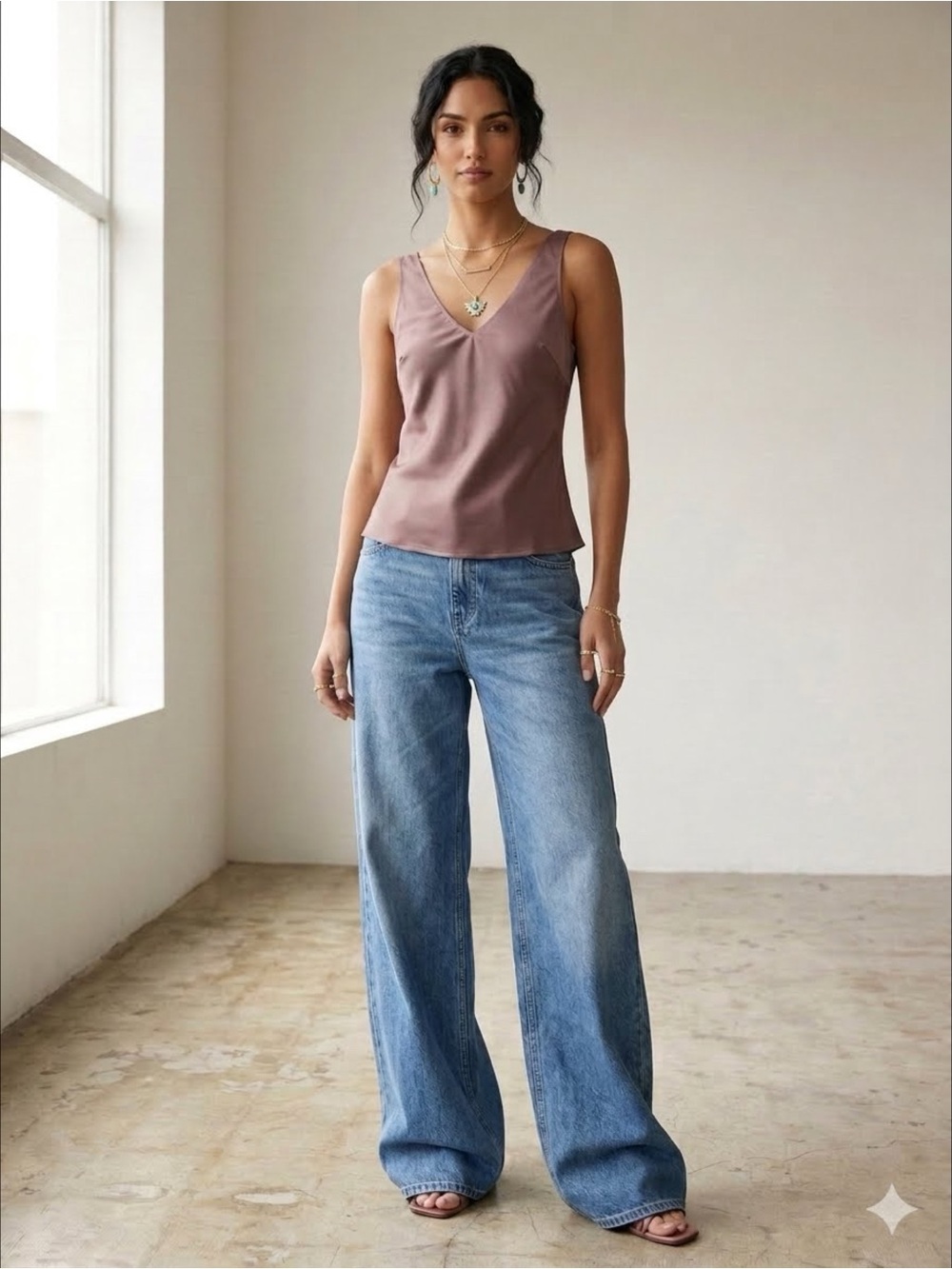 Gentle Fawn Alessia Satin V-Neck Tank Top in Fawn Quiet  Luxury Boho Chic XS